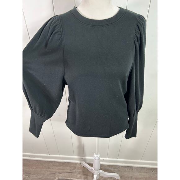 Madewell Black Crewneck Puff Dolman Sleeve Top in Size XXS. NWOT - Picture 3 of 7